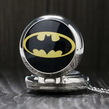 Dark Knight Batman Náhrdelník Reťazca so Zrkadlom v Pohode Quartz Vreckové Hodinky Darček Roztomilý Módne Hodinky