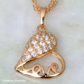 Darom lásky Módne Šperky zlaté bielymi Zirkónmi srdce Náhrdelníky pre dámske prívesky P179