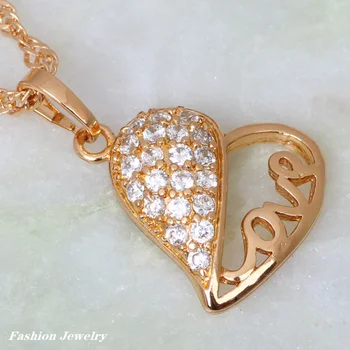 Darom lásky Módne Šperky zlaté bielymi Zirkónmi srdce Náhrdelníky pre dámske prívesky P179