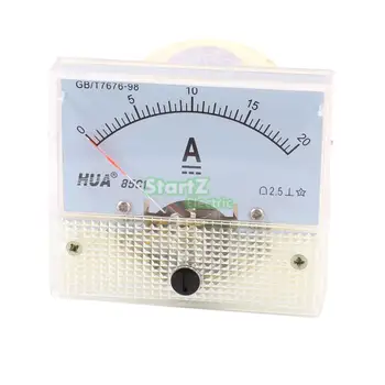DC Analógový Merač Panel 20A AMP Aktuálne Ampérmetrov 85C1 0-20A Rozchod