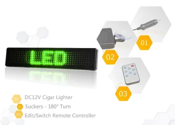 DC5V DC12V 23 cm Posúvanie LED Auto Displej Ručné úpravy LED Auto tabuľa LED, Programovateľné Správu Podpísať Diy kit Zelené