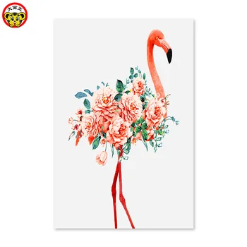 DDiy digitálne olej maľovanie podľa čísel, kreslenie ručne maľovaný obraz na Stenu Dekor obrázky pre obývacia izba Červená Flamingo a kvet