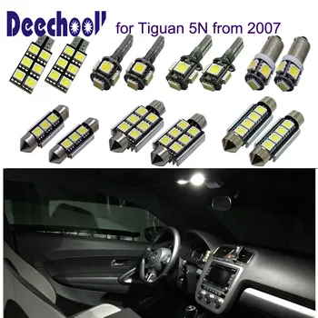 Deechooll 10pcs Auto LED Svetlá pre VW Tiguan 5N od roku 2007,Canbus Biele vnútorné Osvetlenie Lampy Príslušenstvo Čítanie Dome Svetlo