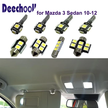 Deechooll 12pcs Auto LED Svetlo na Mazda 3 Sedan Roky 2010-2012 ,Biele vnútorné Osvetlenie, Žiarovky pre Mazda 3 Roky 2010-2012 Mapu Dome Svetlo