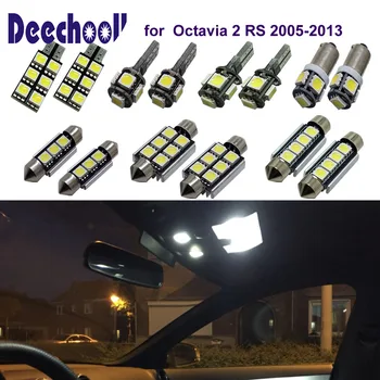Deechooll 8pcs Auto LED Svetlo na Skoda Octavia 2 RS 05-13,Canbus Auto Interiéru Žiarovka pre Škoda Octavia A5 MK2 Dome Svetlo