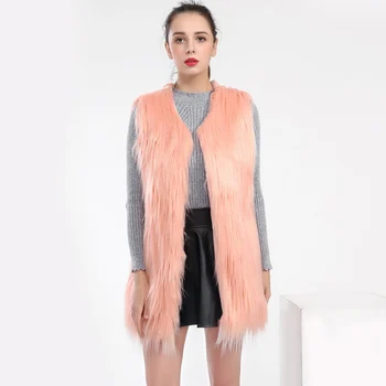 DEEMEI Načechraný dlho umelú kožušinu kabát ženy Zimné falošné kožušiny streetwear ružový kabát ženské Módne farebné kožuchy vrchné oblečenie 2018