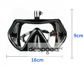 Deepgear Gopro kamery potápačská maska Tvrdeného skla potápanie maska čierne silikónové šnorchel, maska pre dospelých Top potápačský šnorchel gear
