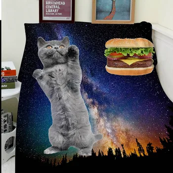 Deka koberčeky deku Plaids Teplo Mäkké Plyšové Galaxy Mačka Hamburger Coloful Plaids na Gauč Posteľ Hodiť deka Jednoduchá Starostlivosť