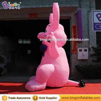 Dekoratívne 4 Metrov vysoký sedí typ veľké nafukovacie králik vlastnú digitálnu tlač nafukovacie obrie ružové bunny hračka športy