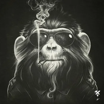 Dekoratívne Obrázky Ručné Balíku Abstraktnej Maľbe Opice Moderné Fajčenie Orangutans Obraz Na Plátno Na Stenu Olejomaľby