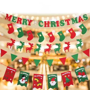 Dekorácie vianoce šťastné a Veselé Vianoce, Santa Claus Bunting Vlajky DIY Vianočný Stromček Pančuchy Bannery Xmas Party Láskavosti Nový Rok