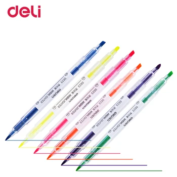 Deli creative dual head 6 farebné jemný štetec, kvalitné pero, zvýrazňovač s neviditeľný atrament pre školského úradu, čarbanice prihlásiť značky