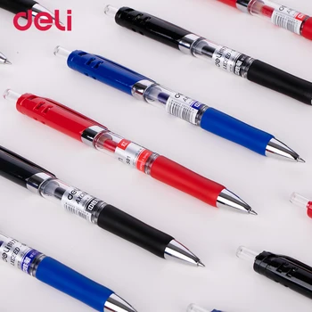 Deli Gélové pero, 3 Ks 0,5 mm Kancelárske potreby kancelárske potreby gél perá pre študentov písanie Čierna Červená Modrá kvalitné gélové perá náplne