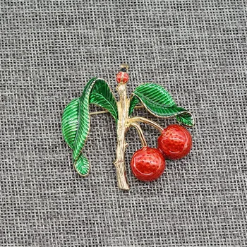 Delicious cherry roztomilý zvieratá lienka zelená červená smalt dievča brošňa 2017 šperky factory oblečenie pectoral kvet veľkoobchod