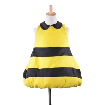 Deti, Batoľatá Bee Kostýmy Málo Čmeliaky Bee Čierne A Žlté Pruhy Jeden Kus S Klobúk Oblečenie Maškarný Halloween Kostýmy