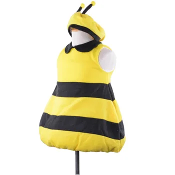 Deti, Batoľatá Bee Kostýmy Málo Čmeliaky Bee Čierne A Žlté Pruhy Jeden Kus S Klobúk Oblečenie Maškarný Halloween Kostýmy