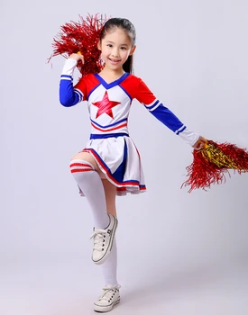 Deti cheerleading Oblečenie Dievča Výkon Oblečenie roztlieskavačky, tanečné kostýmy