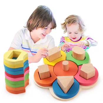 Deti Detské Drevené Vzdelávania Kvet Vzdelávacie Hračky Puzzle Montessori Skoré Vzdelávanie Stohovanie Budovy Mozgu Školenie Hračky