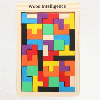 Deti Hračka Drevené Puzzle Farebné Tangram Mozgu Skladačka Rada Dieťa Dieťa Duševného Vzdelávacie Tetris Bežné Hračky 8 M