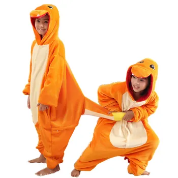 Deti Kostým Pokemon Charmander Onesies Pyžamo Cosplay Kigurumi Kostým Jumpsuit Hoodies Sleepwear pre Halloween Karneval