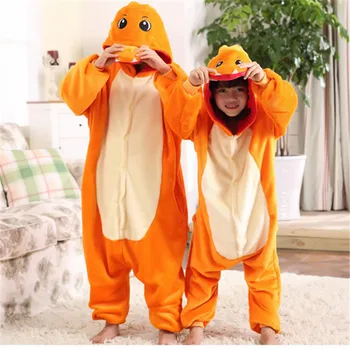 Deti Kostým Pokemon Charmander Onesies Pyžamo Cosplay Kigurumi Kostým Jumpsuit Hoodies Sleepwear pre Halloween Karneval