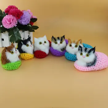 Deti Mini Plyšové Hračky Pletené Papuče Krásny Simulačné Mačky S Stlačte Znejúce Baby Deti Narodeninám Domáce Dekorácie