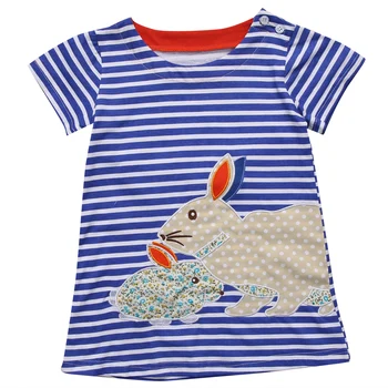 Deti Oblečenie letné Deti, Baby, Dievčatá Roztomilý 2-7Y-krátke rukávy prekladané bunny králik princezná šaty Dievčatá šaty