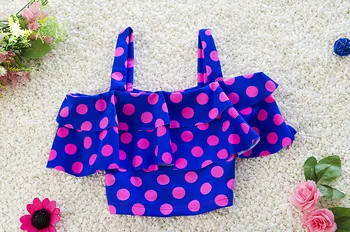 Deti Plávanie Oblečenie 6-16Y Dievčatká Dva Kusy Plávať Obleky Dot Design Deti Plavky Bikiny Nastaviť Teenager Pláži Plavky