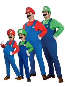 Deti, rodina Funy Cosplay Kostým chlapec dievča Super Mario Luigi Bratia Inštalatér Fancy Dress Up Party Roztomilý Kostým Detský Kostým