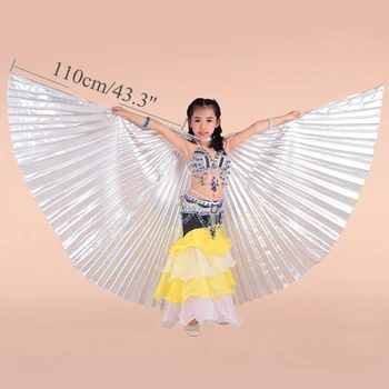 Deti Tanečné predstavenie Rekvizity, Brušný Tanec Príslušenstvo Egyptské Zlato Krídla Non-split Zlato/Striebro Isis Krídla Č Palice