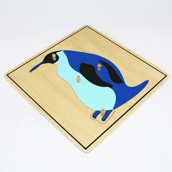 Detská Hračka Deti Montessori Penguin Puzzle Zvierat pre Deti Dreva pre predškolské Vzdelávanie Predškolského Vzdelávania Vzdelávanie