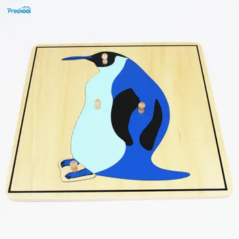 Detská Hračka Deti Montessori Penguin Puzzle Zvierat pre Deti Dreva pre predškolské Vzdelávanie Predškolského Vzdelávania Vzdelávanie
