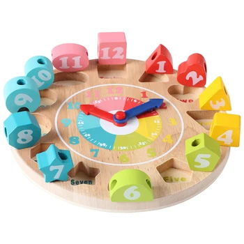 Detská hračka drevené hračky, drevené hodiny model stavebné bloky Číslo a Zvierat Korálkové Monterssori vzdelávania vzdelávacie doskové hry