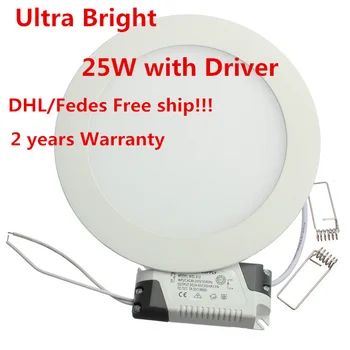 DHL Zadarmo 50pcs 25W LED Stropné Led Downlight Kolo Panel žiarovky AC85-265V Prírodné/Teplá /studená biela,vnútorné osvetlenie