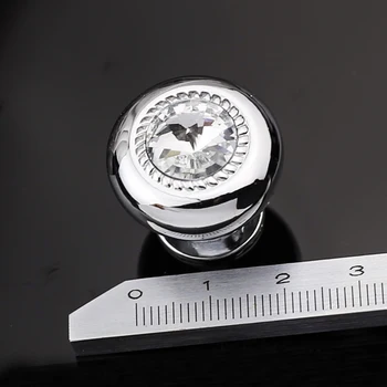 DIA 23 mm sklo diamond gombíky jasné, crystal šuplíku skrinky gombíky ťahá Striebro bielizníka skrinky nábytok gombíkov