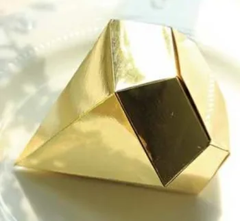 Diamond Zlaté Svadobné Koláčiky Box 50pcs Papier Candy Box Svadobné Darčeky pre Hostí, Svadobné Party Prospech Boxy Vianočného Darčeka