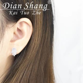 DIANSHANGKAITUOZHE 10PCS Hamsa Ruky Stud Vyhlásenie Náušnice pre Ženy Earing 2 Farby Trendy Earings