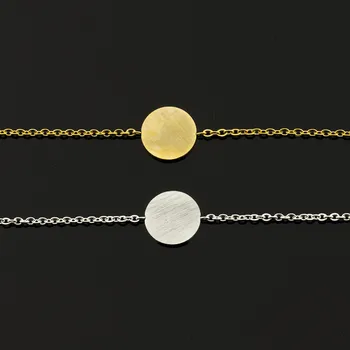DIANSHANGKAITUOZHE Obľúbené Kovové Seometric Kolo Mince Náramky Ženy Muži Jednoduché Šperky z Nerezovej Ocele Prom Zlaté Prívesky