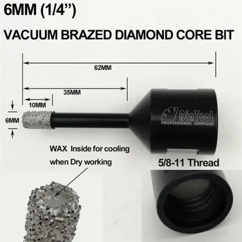 DIATOOL 2 ks 6 mm Vákuové Brazed Diamond Suché Vŕtanie na Jadro Bitov Dimeter 1/4
