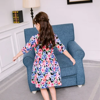 Dievča dlhý rukáv šaty značky 2017 na Jar a na jeseň new children 's flower šaty Vyšívané bavlnené Princezná dievča šaty LH615