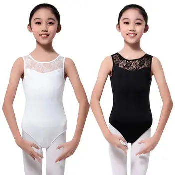 Dievčatá Bavlna Lycra Krajky Čiernej Nádrž Dance Trikot s otvorenou zadnou Dievča Balet Dancewear Dámske Kostýmy Kombinézu
