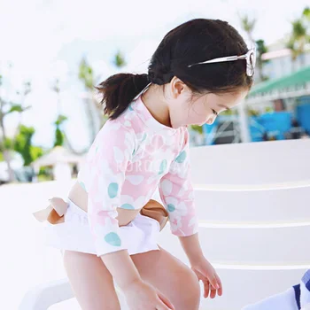 Dievčatá, Deti Fialová Tlač Tiger Plavky 2-7T Sunsuit UV Ochrany UPF50+Plávať Tankini Sady Dlhý Rukáv Topy+Krátke sukne Deti
