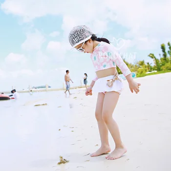 Dievčatá, Deti Fialová Tlač Tiger Plavky 2-7T Sunsuit UV Ochrany UPF50+Plávať Tankini Sady Dlhý Rukáv Topy+Krátke sukne Deti