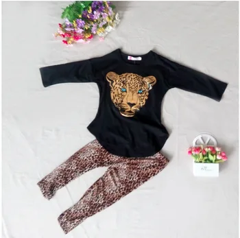 Dievčatá oblečenie set sa jeseň leopard tlač príležitostné športové dievča vyhovovali 2-10 rokov deti oblečenie baby deti cartoon pulóver baby girl