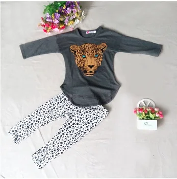 Dievčatá oblečenie set sa jeseň leopard tlač príležitostné športové dievča vyhovovali 2-10 rokov deti oblečenie baby deti cartoon pulóver baby girl