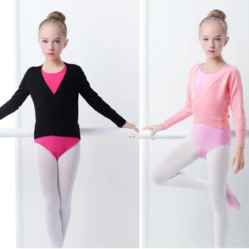 Dievčatá Zimné Balet Tanec Crossover Teplé Tanec Kabát, Ružové A Čierne Deti Pletené Zábal Balet Sveter