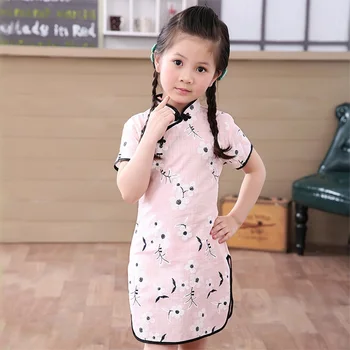 Dievčenské šaty letné 2017 deti šaty pre dievčatá Čínsky cheongsam Dieťa elegantné oblečenie Tradičnej Čínskej odevy pre Dieťa
