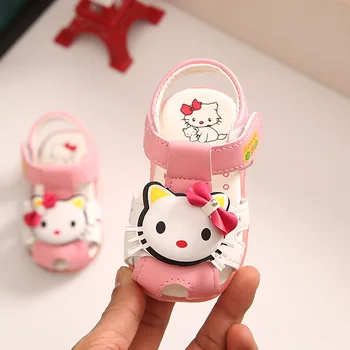 Dieťa Dievča Letné Sandále Cartoon Deti Hello Kitty Sandále Pre 1-2T, Baby, Dievčatá Novorodenca Infantil Batoľa Pláži LED Sandál