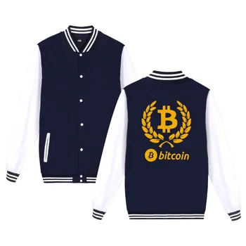 Digitálna mena Bitcoin Logo baseball jacket módny štýl hoodies mužov Prevláda bitcoin logoJacket 4XL plus veľkosť