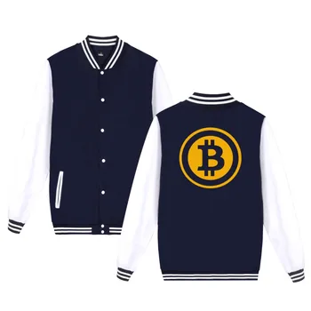 Digitálna mena Bitcoin Logo baseball jacket módny štýl hoodies mužov Prevláda bitcoin logoJacket 4XL plus veľkosť